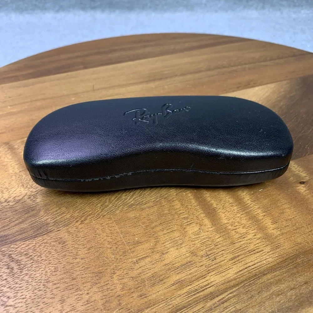 Ray-Ban‎ Black Leather Hard Shell Eyeglasses Sunglasses Case Clamshell Lined OEM